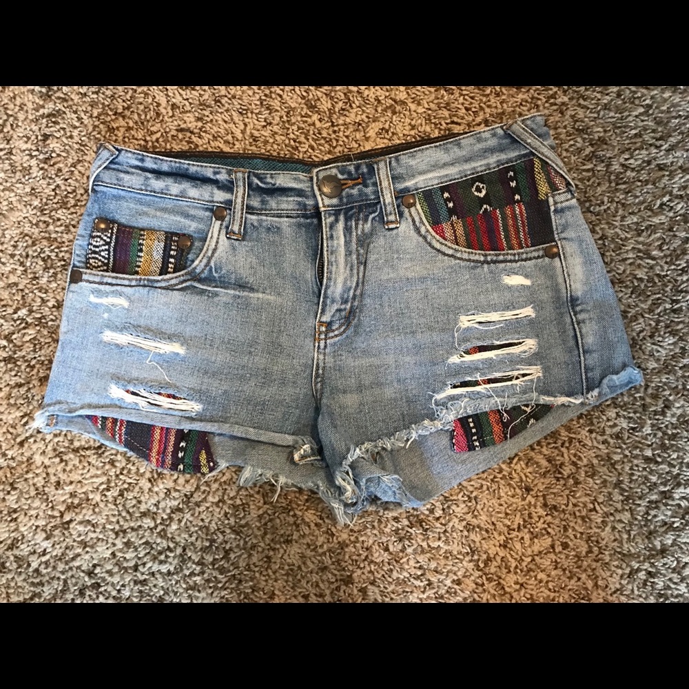 Free People Aztec Jean Shorts